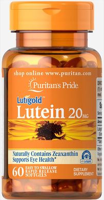 Лютеїн для зору з зеаксантином, Lutein with Zeaxanthin, Puritan's Pride, 20 мг, 60 капсул (PTP-14901), фото