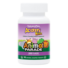 Nature's Plus, Source of Life, Animal Parade, AcidophiKidz, дитячі жувальні таблетки, натуральний вишневий смак, 90 таблеток у формі тварин (NAP-29969), фото