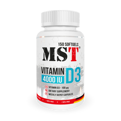 MST Nutrition, Вітамін D3, 4000 МО, 120 капсул (MST-00325), фото