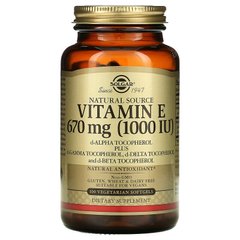 Solgar, Натуральний вітамін E, 670 мг (1000 МО), 100 рослинних капсул (SOL-03566), фото