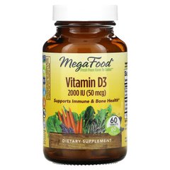 MegaFood, вітамін D3, 50 мкг (2000 МО), 60 таблеток (MGF-10221), фото