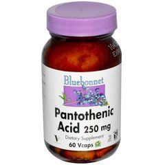 Пантотенова кислота (B5) 250 мг, Bluebonnet Nutrition, 60 гелевих капсул (BLB-00468), фото