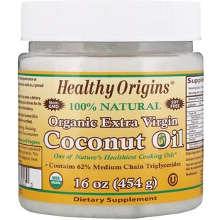 Кокосове масло, Coconut Oil, Healthy Origins, органік, 454 г (HOG-67003), фото