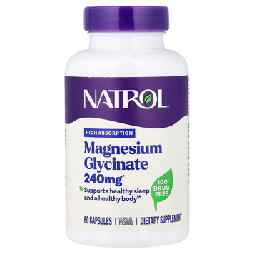 Natrol, Гліцинат магнію, 120 мг, висока засвоюваність, 60 капсул, фото