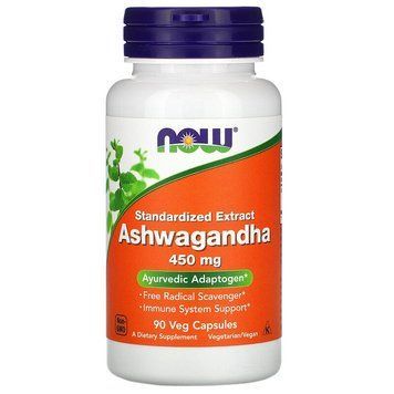 Now Foods, стандартизованный экстракт ашвагандхи, 450 мг, 90 растительных капсул (NOW-04603), фото
