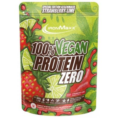 IronMaxx, 100% Vegan Protein Zero, полуниця-лайм, 500 г (819510), фото