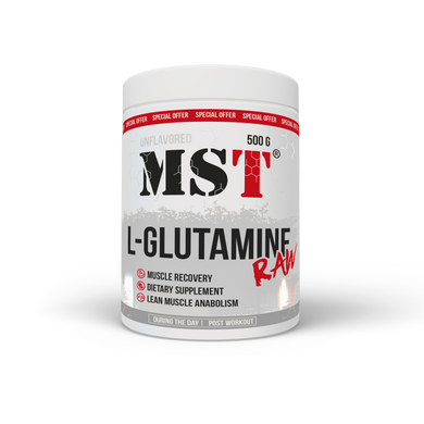 MST Nutrition, L-глютамін, Glutamine RAW, 5000 мг, без смаку, 500 г (MST-16083), фото