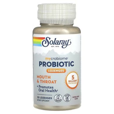 Пробиотик для полости рта и горла, Mycrobiome Probiotic, Mouth & Throat, Solaray, 30 леденцов (SOR-82650), фото