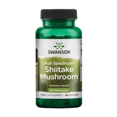 Swanson, Гриб шиїтаке повного спектру, 500 мг, 60 капсул (SWV-11339), фото