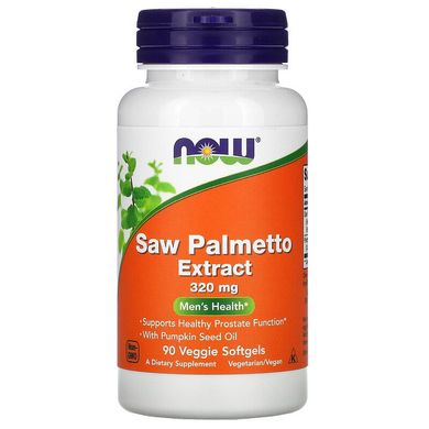 Now Foods, Saw Palmetto, екстракт сереної, чоловіче здоров'я, 320 мг, 90 рослинних капсул (NOW-04756), фото