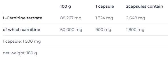 Nutrend, L-карнітин, Compressed, 1324 мг, 120 капсул (821222), фото