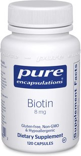 Биотин, Biotin, Pure Encapsulations, 8 мг, 120 капсул (PE-00680), фото