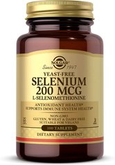 Селен, Selenium, Solgar, без дрожжей, 200 мкг, 100 таблеток (SOL-02557), фото