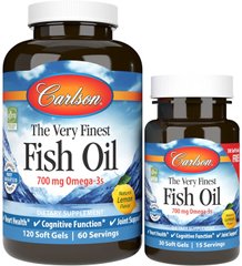 Carlson Labs, Cамый лучший рыбий жир, вкус натурального лимона, 350 мг, 120+30 мягких таблеток (CAR-01634), фото