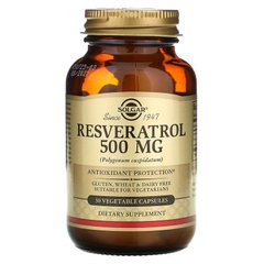 Solgar, Ресвератрол, 500 мг, 30 рослинних капсул (SOL-31045), фото