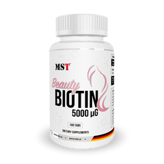 MST Nutrition, Beauty Біотин, 5000 мкг, 100 таблеток (MST-16305), фото