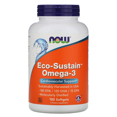 Омега 3, Eco-Sustain, Omega-3, Now Foods, 180 капсул, (NOW-01655), фото