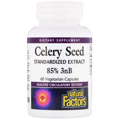 Сельдерей, Celery Seed, Natural Factors, стандартизированный экстракт семян, 60 капсул (NFS-04515), фото