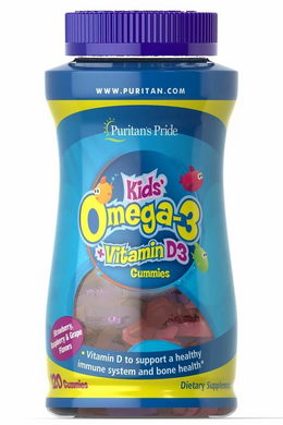 Puritan's Pride, Жевательные конфеты с Омега-3 для детей, ДГК и D3, 120 жевательных конфет (PTP-31017), фото