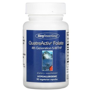 Allergy Research Group, QuatreActiv, фолат, 5-MTHF (метилтетрагидрофолат) 4-го поколения, 90 вегетарианских капсул (ALG-76530), фото