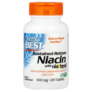 Ніацин niaXtend Doctor's Best Sustained Release Niacin - 500 мг, 120 таблеток, фото