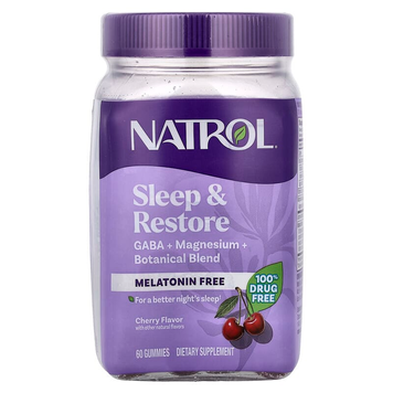 Natrol, Комплекс для сна и восстановления, без мелатонина, вишня, 60 жевательных конфет, фото