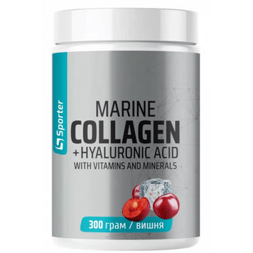 Морской коллаген + гиалуроновая кислота Sporter Marine Collagen + Hyaluronic Acid | вишня - 300 г, фото