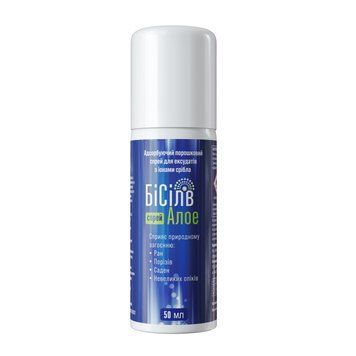 Bisilv Aloe (БіСілв Алое) спрей з 2,5 % іонного срібла та алое вера ранозаживляючий - 50 мл, фото