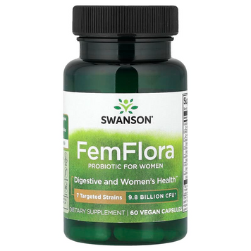 Swanson, FemFlora, пробіотик для жінок, 9,8 млрд КУО, 60 веганських капсул (SWV-02534), фото
