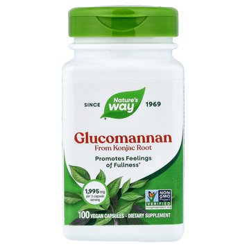 Глюкоманнан из корня конжака 665 мг Nature's Way Glucomannan - 100 веганских капсул, фото