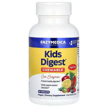 Enzymedica, Kids Digest, жевательные пищеварительные ферменты, фруктовый пунш, 90 жевательных таблеток (ENZ-11011), фото