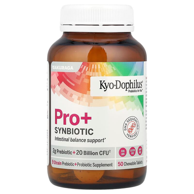 Синбіотик 20 млрд КУО Kyolic Kyo-Dophilus Pro+ Synbiotic | ягідний смузі - 50 жувальних таблеток, фото