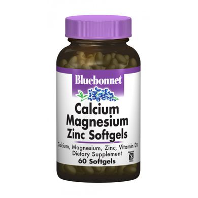 Bluebonnet Nutrition, кальцій, магній, цинк, 60 желатинових капсул (BLB-00700), фото