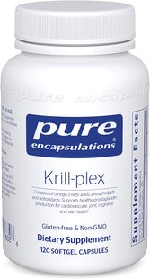 Омега-3 жирні кислоти, фосфоліпіди і антиоксиданти, Krill-plex, Pure Encapsulations, комплекс, 120 капсул (PE-00682), фото