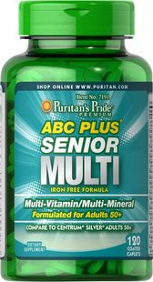 Мультивітаміни і мінерали 50+, ABC Plus Senior Multi, Puritan's Pride, без заліза, 120 капсул (PTP-17191), фото