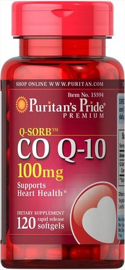 Коэнзим Q-10, Q-SORB Co Q-10, Puritan's Pride, 100 мг, 120 капсул (PTP-00064), фото