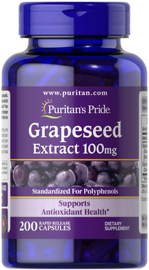 Puritan's Pride, Екстракт виноградних кісточок, 100 мг, 200 капсул (PTP-15432), фото