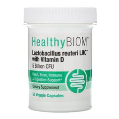 HealthyBiom, Lactobacillus Reuteri LRC с витамином D, 5 млрд КОЕ, 60 растительных капсул (HBI-01649), фото