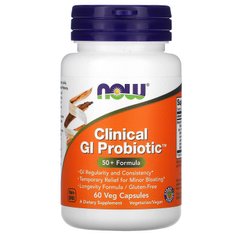 Now Foods, Clinical GI Probiotic, смесь пробиотиков для пищеварения, для людей старше 50 лет, 60 растительных капсул (NOW-02919), фото