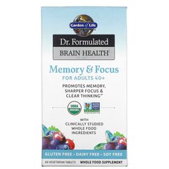 Garden of Life, Dr. Formulated, для здоров'я мозку, пам'яті та концентрації для дорослих віком від 40 років, 60 вегетаріанських таблеток (GOL-12070), фото