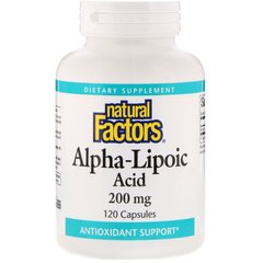 Альфа-липоевая кислота, Natural Factors, 200 мг, 120 капсул (NFS-02099), фото