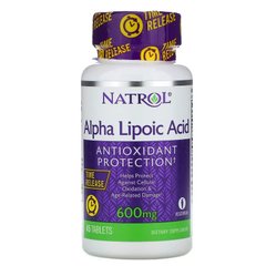 Natrol, Альфа-липоевая кислота, медленное высвобождение, 600 мг, 45 таблеток (NTL-05229), фото