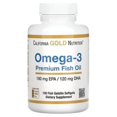 California Gold Nutrition, Омега-3, Риб'ячий жир преміум-класу, 100 м'яких желатинових таблеток (MLI-00952), фото