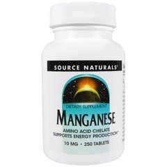 Марганец, Source Naturals, 10 мг, 250 таблеток (SNS-00343), фото