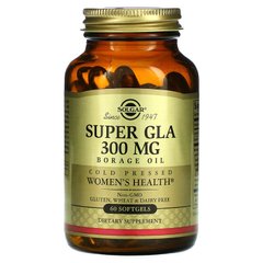 Solgar, Супер ГЛК, олія огірковика, здоров'я жінок, 300 мг, 60 м'яких желатинових капсул (SOL-02676), фото