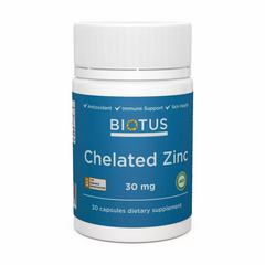 Хелатный цинк, Chelated Zinc, Biotus, 30 мг, 30 капсул (BIO-530364), фото