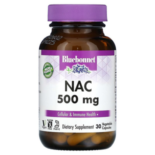 NAC (N-ацетил-L-цистеїн) 500мг, Bluebonnet Nutrition, 30 гелевих капсул (BLB-00062), фото