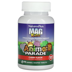 Nature's Plus, Animal Parade, MagKidz, магній для дітей, натуральний вишневий смак, 90 таблеток у формі тварин (NAP-29942), фото