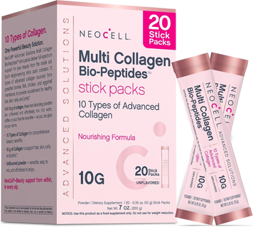 Мультиколлагеновые биопептиды 10 г NeoCell Multi Collagen Bio-Peptides Protein | без вкуса - 20 стиков, фото