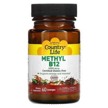 Country Life, Methyl B12, Berry 1000 мкг, 60 пастилок (CLF-06300), фото